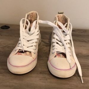 Fox Women's High-Top Sneakers - Cream and Pink